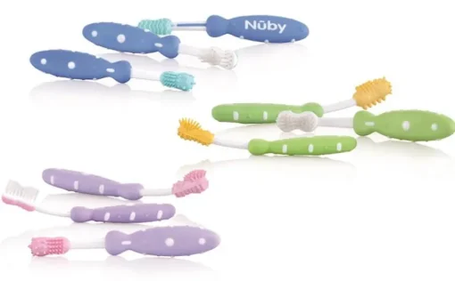 Produits De Soin Et Accessoires-Nuby Set brosse dents 3 pièces - à partir de 3 mois