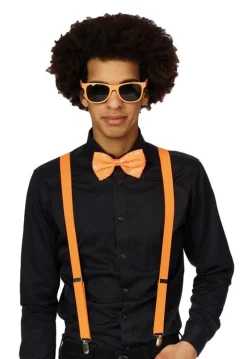 Accessoires-Partyline Set Fluo Orange - Bretelles + Nœud Papillon + Lunettes
