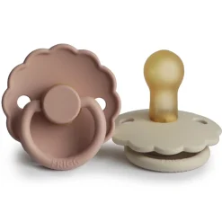 Tétines Et Attache-tétines-Frigg Sucette Marguerite Latex Blush/CreamT2 (2 stuks)