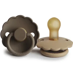 Tétines Et Attache-tétines-Frigg Sucette Marguerite Latex Croissant/Portobello T1 (2 stuks)