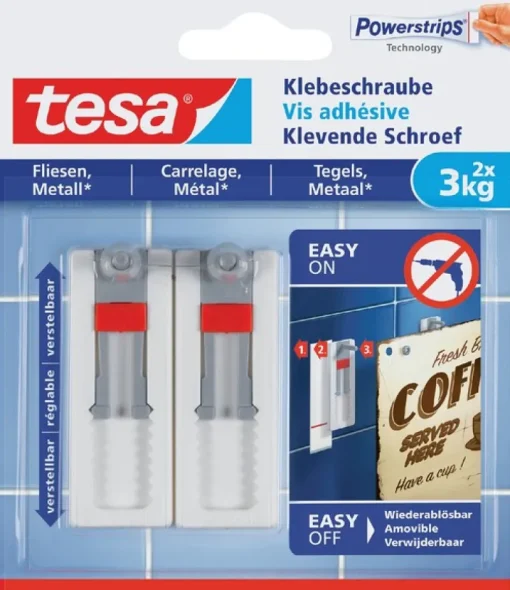 Rubans Adhésif-Tesa Vis adhésive carrelage et métal (2 pcs) 3 kg