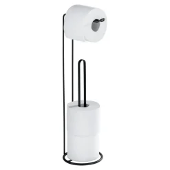 Accessoires De Toilette-Wenko Lugano Porte-rouleau et réservoir de toilette 2en1 54 cm - noir