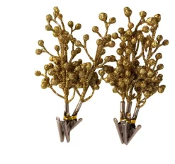 Décoration De Sapin-DDD 6x branche noël épingle or pail