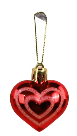 Décoration De Sapin-DDD 6x ornement noël coeur rouge