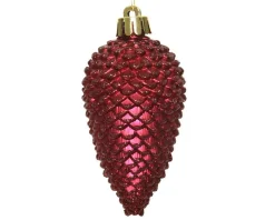 Décoration De Sapin-Euro Shop 6X pomme Pin Paillettes Bordeaux 4,5x8 cm